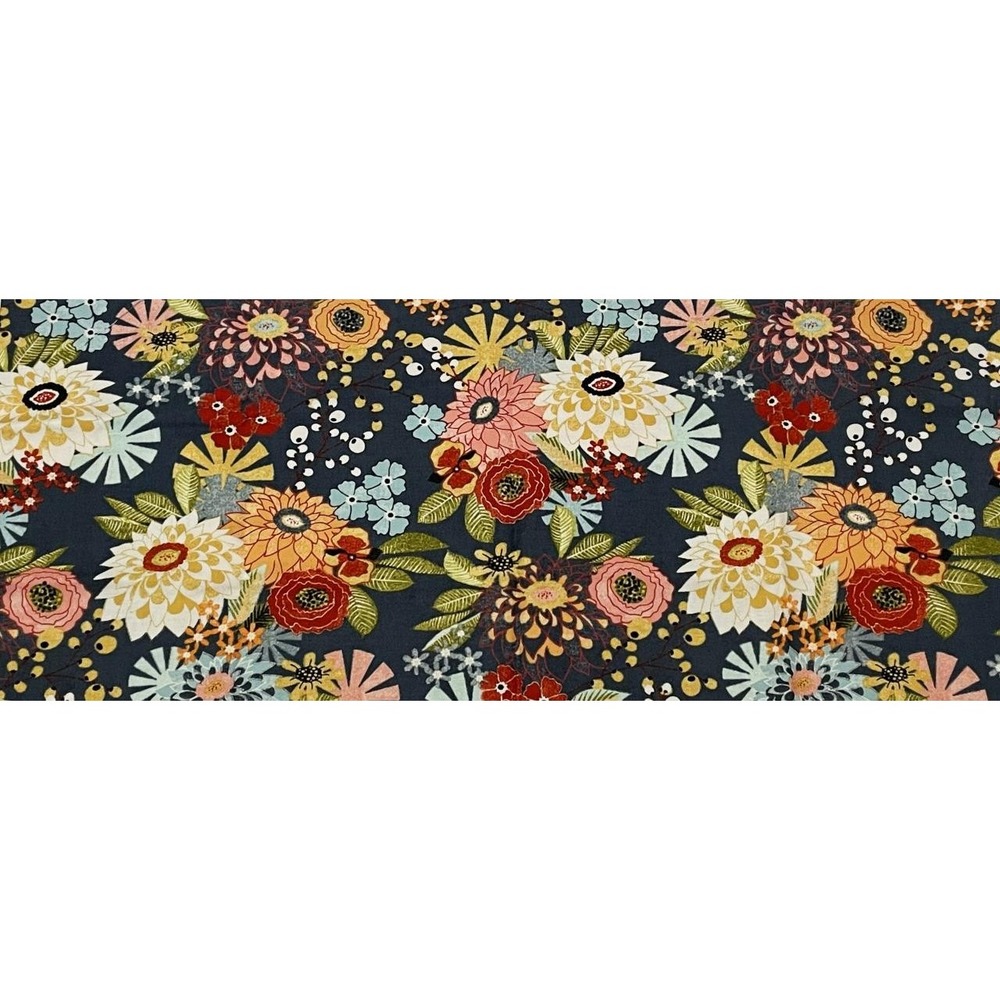 Moda Dark Blue Flowers 1/4 yd Floral Quilting Sewing Crafts Fabric